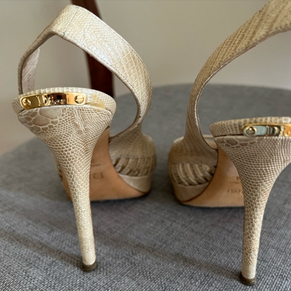 Christian Dior Snakeskin Leather Cutout sting back heels